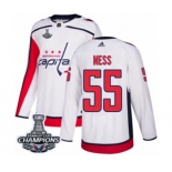 Men Adidas Washington Capitals #55 Aaron Ness Authentic White Away 2018 Stanley Cup Final Champions NHL Jersey