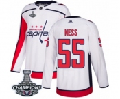 Men Adidas Washington Capitals #55 Aaron Ness Authentic White Away 2018 Stanley Cup Final Champions NHL Jersey