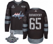 Men Adidas Washington Capitals #65 Andre Burakovsky Authentic Black 1917-2017 100th Anniversary 2018 Stanley Cup Final Champions NHL Jersey