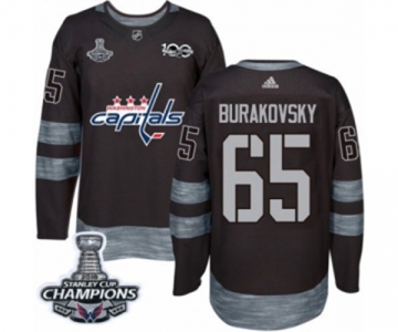 Men Adidas Washington Capitals #65 Andre Burakovsky Authentic Black 1917-2017 100th Anniversary 2018 Stanley Cup Final Champions NHL Jersey