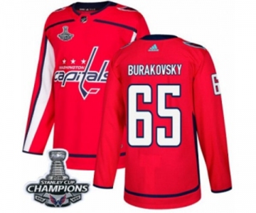 Men Adidas Washington Capitals #65 Andre Burakovsky Authentic Red Home 2018 Stanley Cup Final Champions NHL Jersey