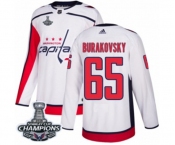 Men Adidas Washington Capitals #65 Andre Burakovsky Authentic White Away 2018 Stanley Cup Final Champions NHL Jersey