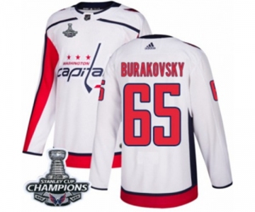 Men Adidas Washington Capitals #65 Andre Burakovsky Authentic White Away 2018 Stanley Cup Final Champions NHL Jersey