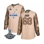 Men Adidas Washington Capitals #68 Jaromir Jagr Authentic Camo Veterans Day Practice 2018 Stanley Cup Final Champions NHL Jersey