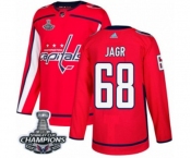 Men Adidas Washington Capitals #68 Jaromir Jagr Authentic Red Home 2018 Stanley Cup Final Champions NHL Jersey