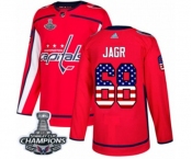 Men Adidas Washington Capitals #68 Jaromir Jagr Authentic Red USA Flag Fashion 2018 Stanley Cup Final Champions NHL Jersey