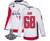 Men Adidas Washington Capitals #68 Jaromir Jagr Authentic White Away 2018 Stanley Cup Final Champions NHL Jersey