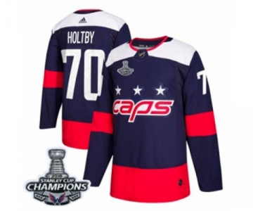 Men Adidas Washington Capitals #70 Braden Holtby Authentic Navy Blue 2018 Stadium Series 2018 Stanley Cup Final Champions NHL Jersey