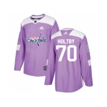 Men Adidas Washington Capitals #70 Braden Holtby Purple Authentic Fights Cancer Stitched NHL Jersey