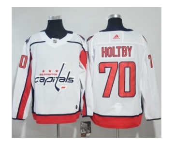 Men Adidas Washington Capitals #70 Braden Holtby White Road Authentic Stitched NHL Jersey