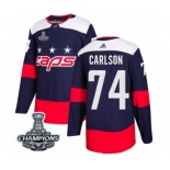 Men Adidas Washington Capitals #74 John Carlson Authentic Navy Blue 2018 Stadium Series 2018 Stanley Cup Final Champions NHL Jersey