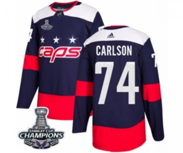 Men Adidas Washington Capitals #74 John Carlson Authentic Navy Blue 2018 Stadium Series 2018 Stanley Cup Final Champions NHL Jersey