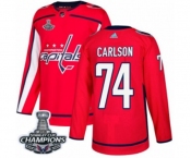 Men Adidas Washington Capitals #74 John Carlson Premier Red Home 2018 Stanley Cup Final Champions NHL Jersey