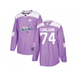 Men Adidas Washington Capitals #74 John Carlson Purple Authentic Fights Cancer Stitched NHL Jersey