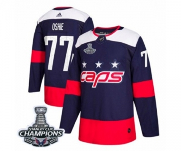 Men Adidas Washington Capitals #77 T.J. Oshie Authentic Navy Blue 2018 Stadium Series 2018 Stanley Cup Final Champions NHL Jersey