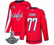 Men Adidas Washington Capitals #77 T.J. Oshie Premier Red Home 2018 Stanley Cup Final Champions NHL Jersey