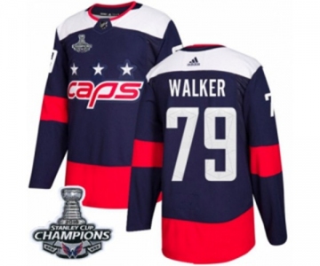 Men Adidas Washington Capitals #79 Nathan Walker Authentic Navy Blue 2018 Stadium Series 2018 Stanley Cup Final Champions NHL Jersey