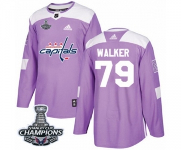 Men Adidas Washington Capitals #79 Nathan Walker Authentic Purple Fights Cancer Practice 2018 Stanley Cup Final Champions NHL Jersey