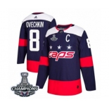 Men Adidas Washington Capitals #8 Alex Ovechkin Authentic Navy Blue 2018 Stadium Series 2018 Stanley Cup Final Champions NHL Jersey