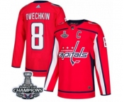 Men Adidas Washington Capitals #8 Alex Ovechkin Authentic Red Home 2018 Stanley Cup Final Champions NHL Jersey