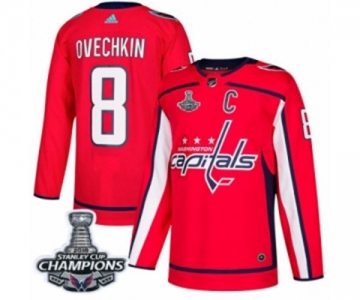 Men Adidas Washington Capitals #8 Alex Ovechkin Premier Red Home 2018 Stanley Cup Final Champions NHL Jersey