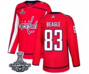 Men Adidas Washington Capitals #83 Jay Beagle Authentic Red Home 2018 Stanley Cup Final Champions NHL Jersey