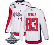 Men Adidas Washington Capitals #83 Jay Beagle Authentic White Away 2018 Stanley Cup Final Champions NHL Jersey