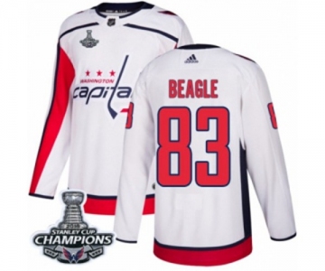 Men Adidas Washington Capitals #83 Jay Beagle Authentic White Away 2018 Stanley Cup Final Champions NHL Jersey