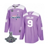 Men Adidas Washington Capitals #9 Dmitry Orlov Authentic Purple Fights Cancer Practice 2018 Stanley Cup Final Champions NHL Jersey