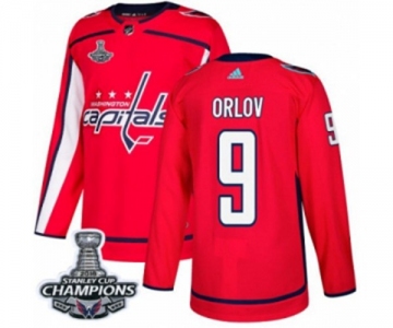 Men Adidas Washington Capitals #9 Dmitry Orlov Authentic Red Home 2018 Stanley Cup Final Champions NHL Jersey