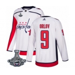 Men Adidas Washington Capitals #9 Dmitry Orlov Authentic White Away 2018 Stanley Cup Final Champions NHL Jersey