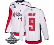 Men Adidas Washington Capitals #9 Dmitry Orlov Authentic White Away 2018 Stanley Cup Final Champions NHL Jersey