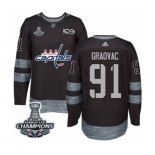 Men Adidas Washington Capitals #91 Tyler Graovac Authentic Black 1917-2017 100th Anniversary 2018 Stanley Cup Final Champions NHL Jersey