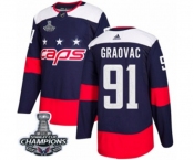 Men Adidas Washington Capitals #91 Tyler Graovac Authentic Navy Blue 2018 Stadium Series 2018 Stanley Cup Final Champions NHL Jersey