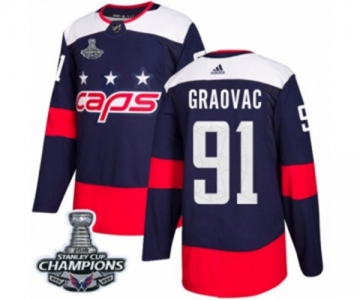 Men Adidas Washington Capitals #91 Tyler Graovac Authentic Navy Blue 2018 Stadium Series 2018 Stanley Cup Final Champions NHL Jersey