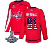 Men Adidas Washington Capitals #91 Tyler Graovac Authentic Red USA Flag Fashion 2018 Stanley Cup Final Champions NHL Jersey