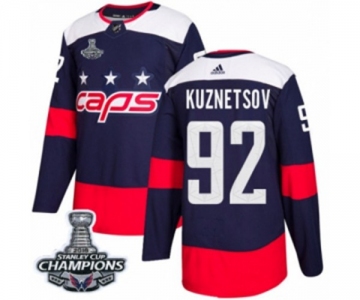 Men Adidas Washington Capitals #92 Evgeny Kuznetsov Authentic Navy Blue 2018 Stadium Series 2018 Stanley Cup Final Champions NHL Jersey