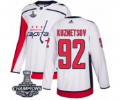 Men Adidas Washington Capitals #92 Evgeny Kuznetsov Authentic White Away 2018 Stanley Cup Final Champions NHL Jersey