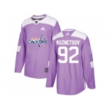 Men Adidas Washington Capitals #92 Evgeny Kuznetsov Purple Authentic Fights Cancer Stitched NHL Jersey