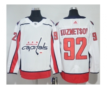 Men Adidas Washington Capitals #92 Evgeny Kuznetsov White Road Authentic Stitched NHL Jersey