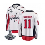 Men Washington Capitals #11 Mike Gartner Fanatics Branded White Away Breakaway 2018 Stanley Cup Final Champions NHL Jersey