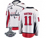 Men Washington Capitals #11 Mike Gartner Fanatics Branded White Away Breakaway 2018 Stanley Cup Final Champions NHL Jersey