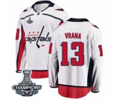 Men Washington Capitals #13 Jakub Vrana Fanatics Branded White Away Breakaway 2018 Stanley Cup Final Champions NHL Jersey