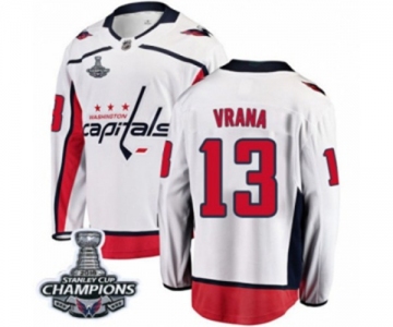 Men Washington Capitals #13 Jakub Vrana Fanatics Branded White Away Breakaway 2018 Stanley Cup Final Champions NHL Jersey