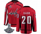 Men Washington Capitals #20 Lars Eller Fanatics Branded Red Home Breakaway 2018 Stanley Cup Final Champions NHL Jersey