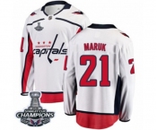 Men Washington Capitals #21 Dennis Maruk Fanatics Branded White Away Breakaway 2018 Stanley Cup Final Champions NHL Jersey