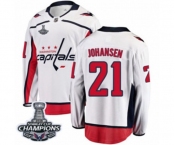 Men Washington Capitals #21 Lucas Johansen Fanatics Branded White Away Breakaway 2018 Stanley Cup Final Champions NHL Jersey