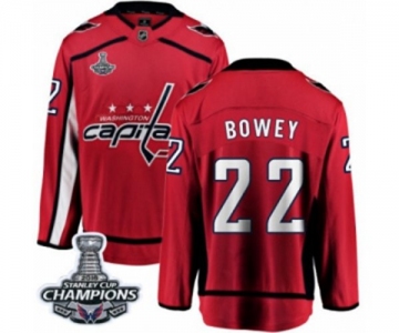 Men Washington Capitals #22 Madison Bowey Fanatics Branded Red Home Breakaway 2018 Stanley Cup Final Champions NHL Jersey