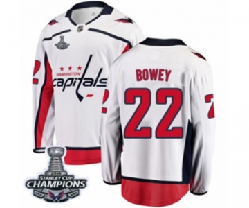 Men Washington Capitals #22 Madison Bowey Fanatics Branded White Away Breakaway 2018 Stanley Cup Final Champions NHL Jersey