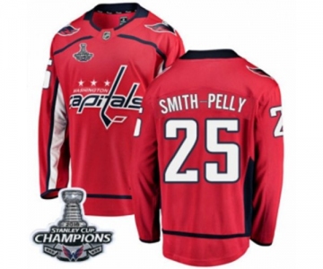 Men Washington Capitals #25 Devante Smith-Pelly Fanatics Branded Red Home Breakaway 2018 Stanley Cup Final Champions NHL Jersey